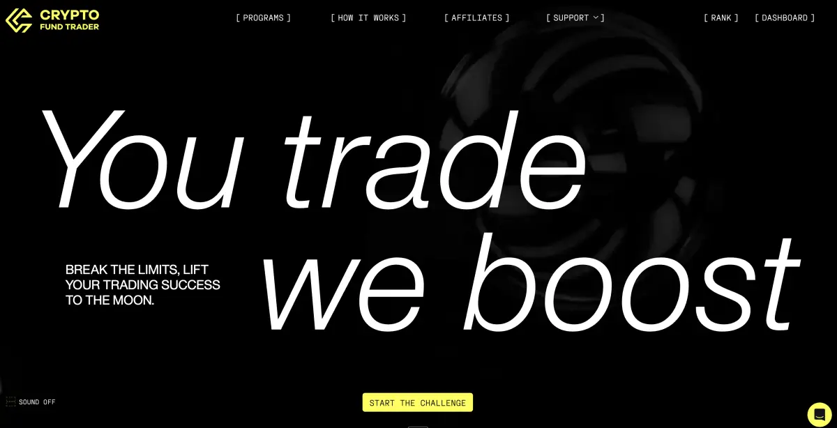 Crypto Fund Trader prop firm official website screenshot