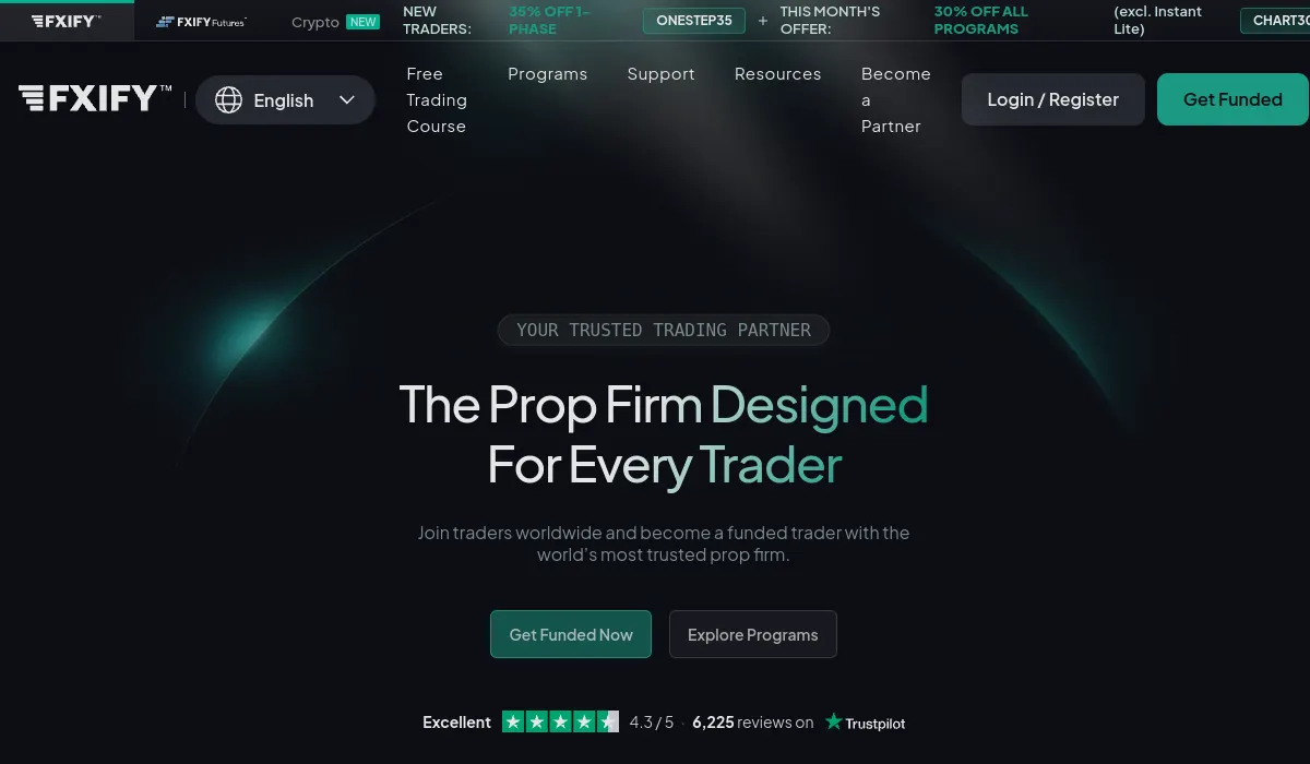 FXIFY prop firm official website screenshot