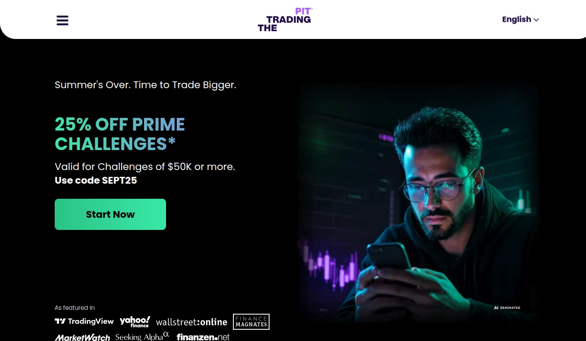 The Trading Pit prop firm official website screenshot