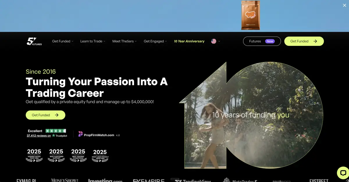 The5ers prop firm official website screenshot
