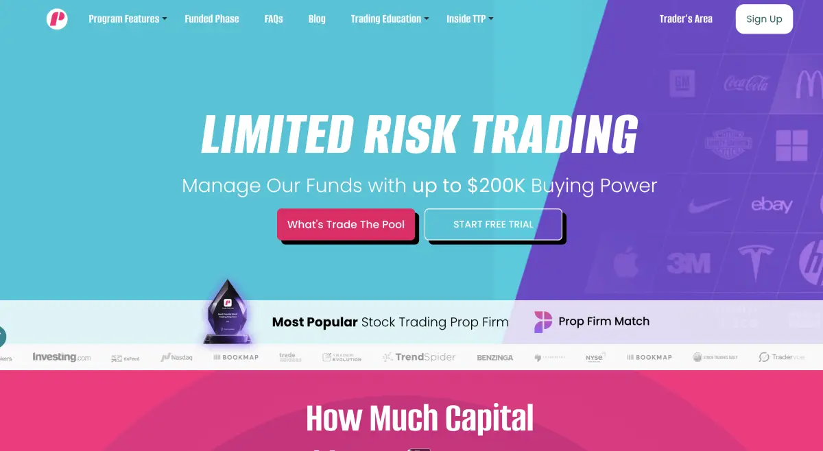 Trade The Pool prop firm official website screenshot